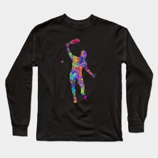 Pickleball player watercolor Long Sleeve T-Shirt